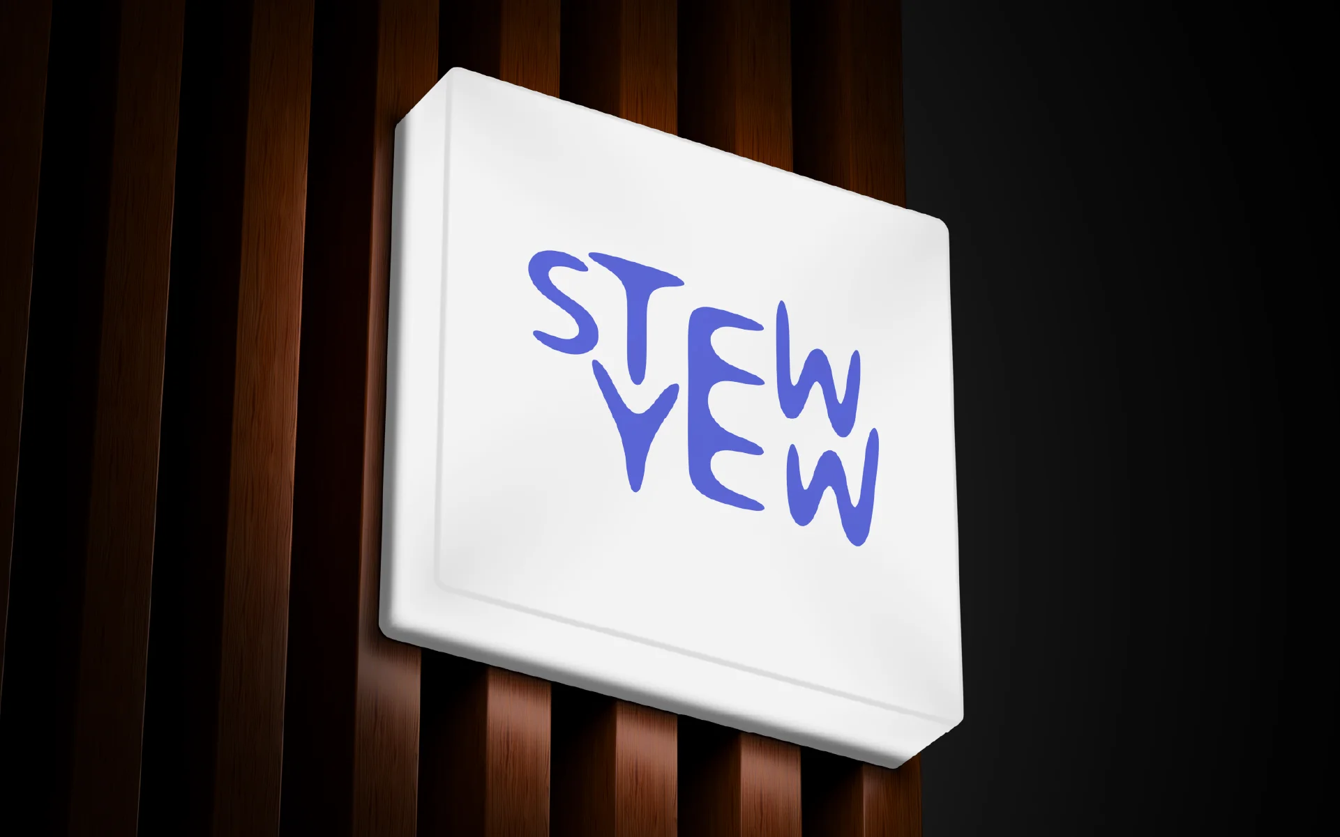 Illuminated Stew Yew wall signage mockup